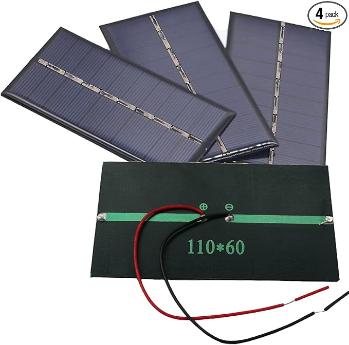 Delinx 4Pcs 5V 6V 1W Mini Solar Panels for Solar Power Mini Solar Cells Outdoor Electric Charging Materials Photovoltaic Cells DIY System Kits 4.3"x2.36"