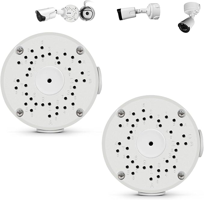 【Only Compatible with Bullet Cameras】 Universal Bullet Security Camera Mount Bracket Hide Cable, Metal Electric Enclosure, Waterproof Outdoor Camera Cover, Base Junction Box for CCTV Cams (2 Pack)