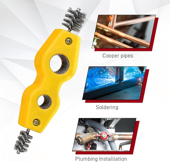 4 in 1 Car Battery Cleaning Brush, Battery Terminal Cleaner, Anti-Rust Auto Battery Cleaner with Steel Wire, Car Accessories Vehicle Machine Parts Clean Tools for Most Vehicles (Yellow)