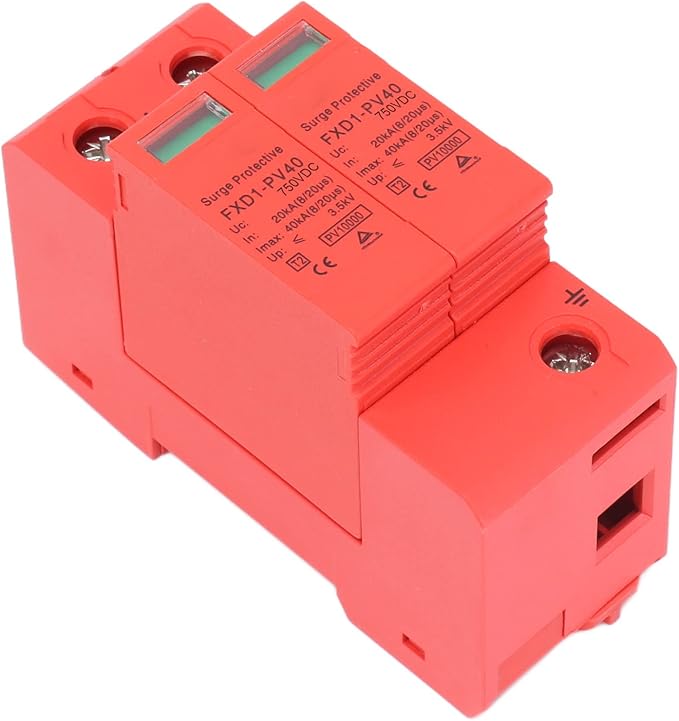 2Pcs Voltage DC Protector Solar,Arrester Device Rail Installation 2P Protective Device DC Photovoltaic Protector Lowvoltage Arrester (DC 750V)
