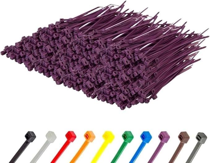 GTSE 4 Inch Purple Zip Ties, 10,000 Bulk Pack, 18lb Strength, UV Resistant Small Nylon Cable Ties, Self-Locking 4" Tie Wraps
