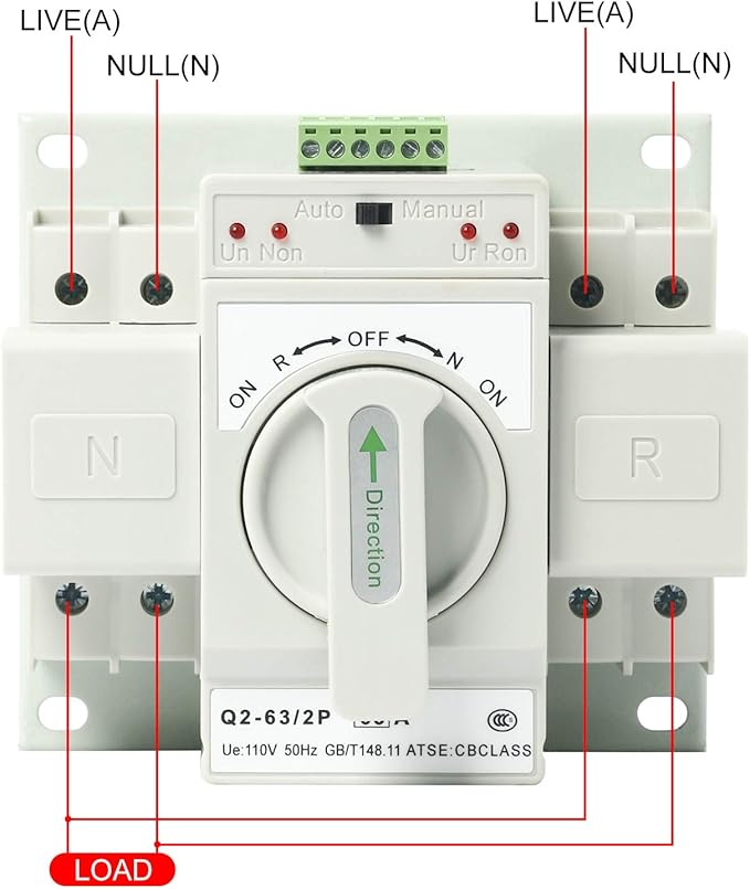 110V 2P 63A MCB type Mini Dual Power Automatic Transfer Switches Toggle Controller Change-Over Switch for Generator ATS Self Cast Conversion