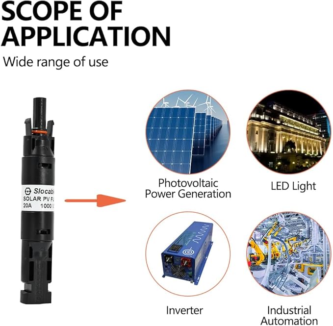 30A Solar in-line Fuse Holder Connector, IP68 1000V Male and Female Connector, for Solar Photovoltaic System (with 10X38mm Fuse)