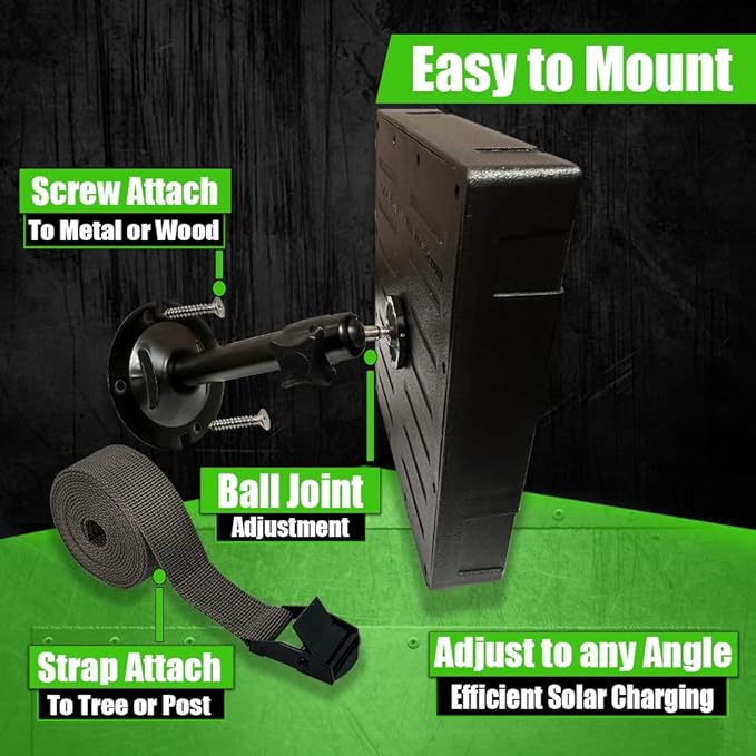 Elusive Wildlife Reaktor Universal Solar Power Pack for Security Camera, Trail Camera, Game Camera Compact Solar Panel with Rechargeable Battery & Mounting Bracket for Hunters 3 watt Panel, 12V, 6V