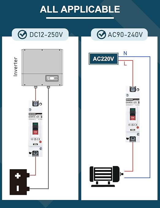 DIHOOL 125 Amp Heavy Duty Battery Disconnect Switch, DC Circuit Breaker for Car Audio RV Marine Boat Truck Trolling Motors