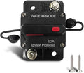 60Amp Circuit Breaker, DC 12V-48V Waterproof Inline Fuse with Manual Reset Switch, for Boat Trolling Motor Stabilizer Marine ATV Solar System Stereo Audio Trailer Vehicles Electronic Battery