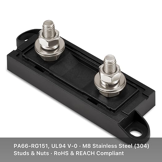 ANM Fuse Holder with 150A Fuse, ANM/Mega Upgrade Over ANL for RV & Solar Distribution Block, 2 Pack