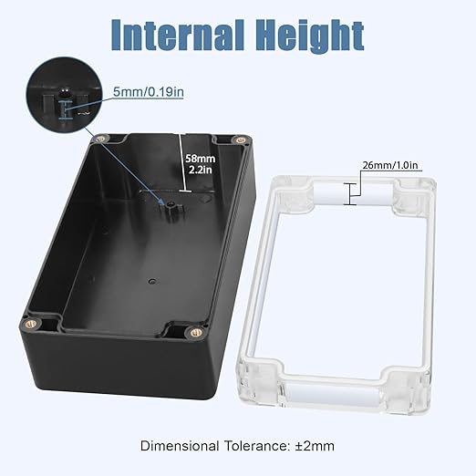 LeMotech Junction Box with Clear Cover IP65 Waterproof Project Box Dustproof ABS Plastic Electrical Project Boxes Universal Enclosure, Black 6.2"x 3.5"x 2.3"(158x90x60mm)(Pack of 2)