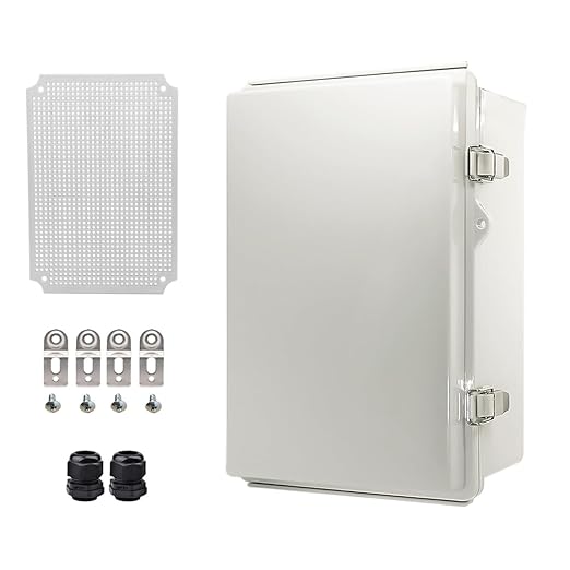 Waterproof Electrical Box Junction Box Weatherproof IP67 ABS Plastic Enclosure Switch Router Project Box Electronics DIY Enclosure with Mounting Plate and Wall Bracket Grey 11.2"x 7.5"x5.5"