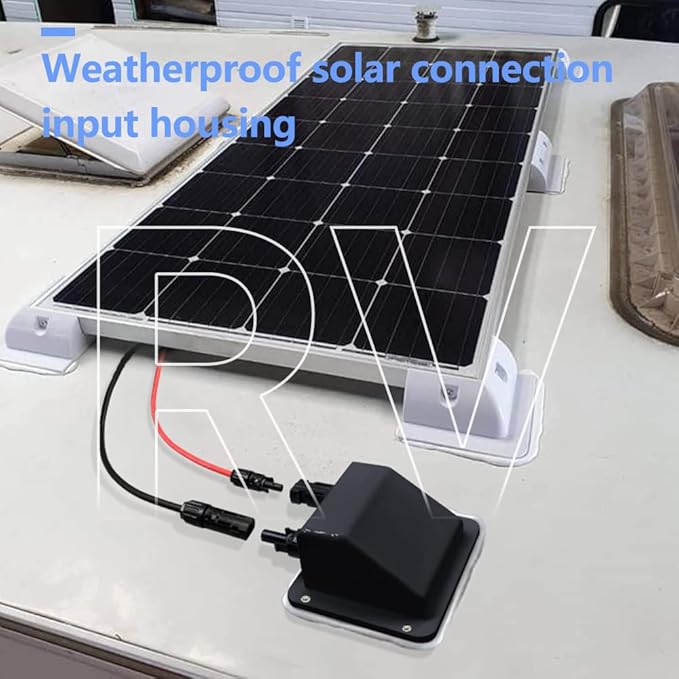 Solar Cable Entry Gland, IP68 Solar Cable Gland Entry Housing Solar Junction Box, UV Resistance for Solar Project on Rv, Boat,Camper,Van (with 0.33ft 10awg Cable, Black)