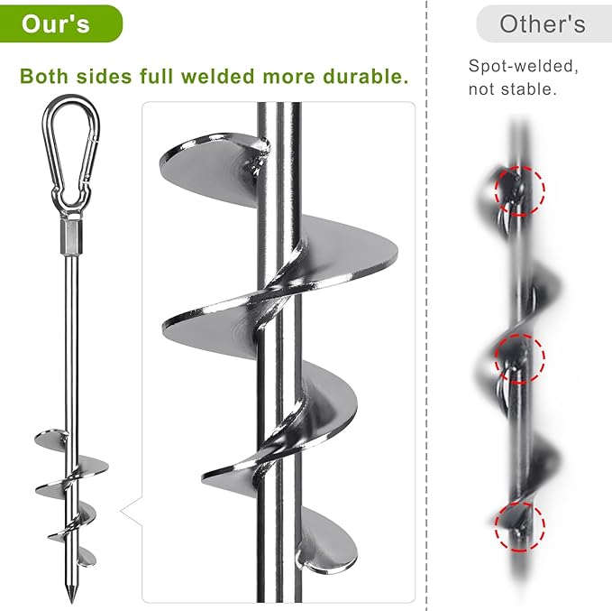 SELEWARE 4 Pack Trampoline Stakes Heavy Duty Ground Anchors High Wind Trampoline Stakes Anchors Spiral Earth Anchors for Secure Animals Trampolines Tents Shed Swing Set Mobile Homes Carport