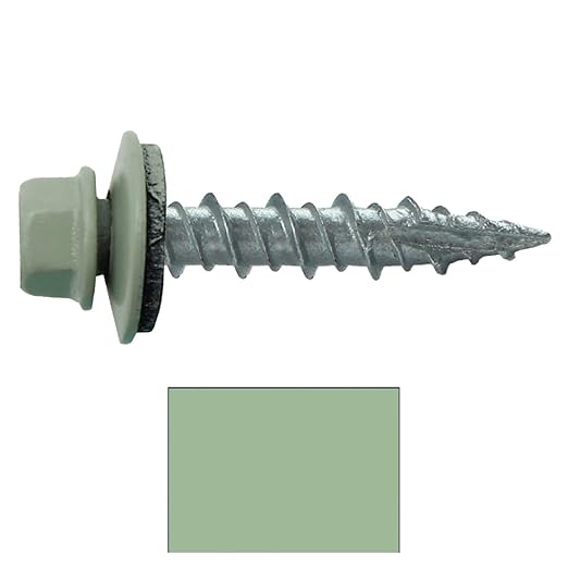 Metal Roofing Screws: (250) 10 x 1 Patina Green Hex Head Sheet Metal Roof Screw. Self Starting Metal to Wood siding Screws. EPDM Washer. Colored Head