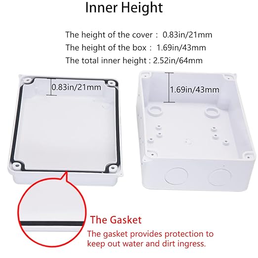 Junction Box, Zulkit Project Box with Reserved Holes IP65 Waterproof Dustproof Electrical Box ABS Plastic Project Enclosure White 5.9 x 4.3 x 2.8 Inch