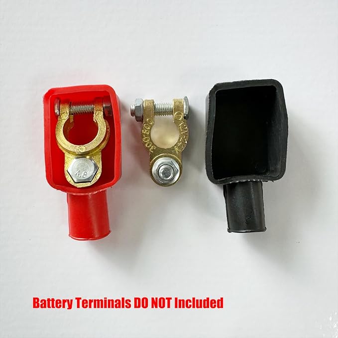 Ampper Top Post Flexible Battery Terminal Cover, Battery Terminal Clamp Insulator Protector W/Washers for Car, Vehicle, RV and Boat (Small, 2 Sets)