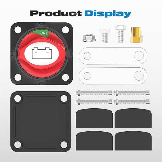 275A 12V 48V Top Post Battery Disconnect Switch Free Assembly Marine Waterproof Battery Switch Isolator Switch for Car Vehicle RV and Boat