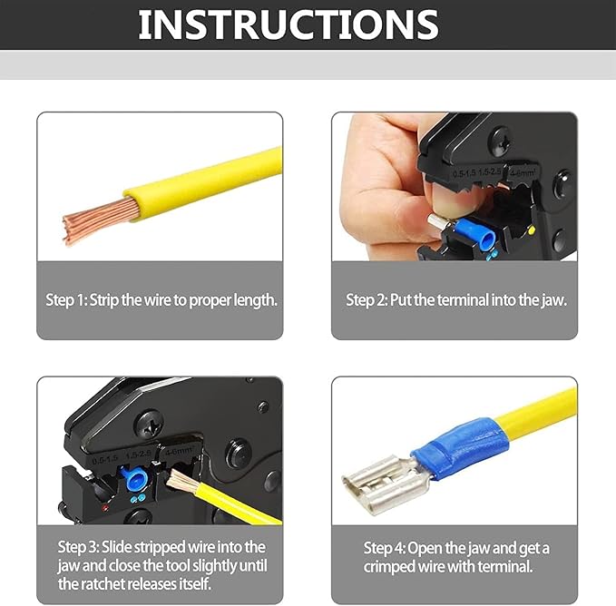 Wire Crimper Tool Qibaok Ratcheting Insulated Wire Terminal Connectors Crimping Tool for AWG22-10