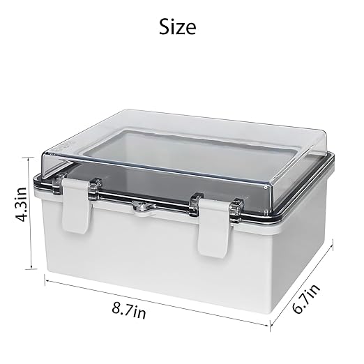 Waterproof Electrical Junction Box Outdoor ABS Plastic Electrical Box with Latch with Mounting Plate Clear 8.6"x6.6"x4.3"