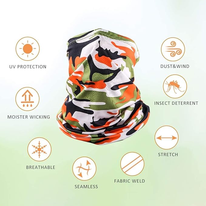 6 Pieces Sun UV Protection Face Mask Neck Gaiter Windproof Scarf Sunscreen Breathable Bandana Balaclava for Sport Outdoor