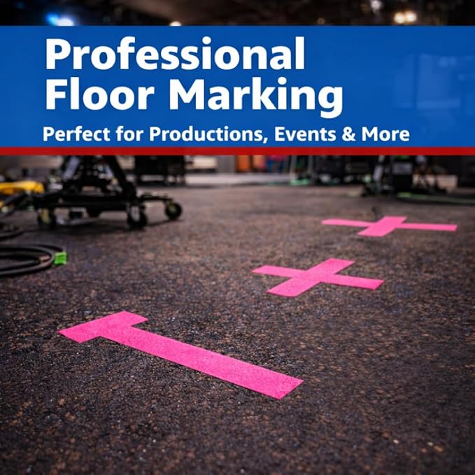 Professional Gaffer Tape – Made in USA, Heavy Duty, Non-Reflective Cloth Tape for Floor Marking, Stage, Film & Events – 2 Inch x 30 Yards, Fluorescent Pink