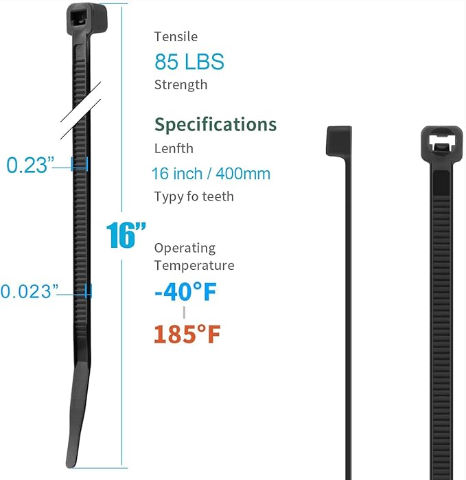 XINGO 16 Inch Blue Zip Ties 1500 PCS, 85 LBS Tensile Strength, UV Resistant Cable Ties, Premium Self-locking Plastic Ties for Indoor and Outdoor Use