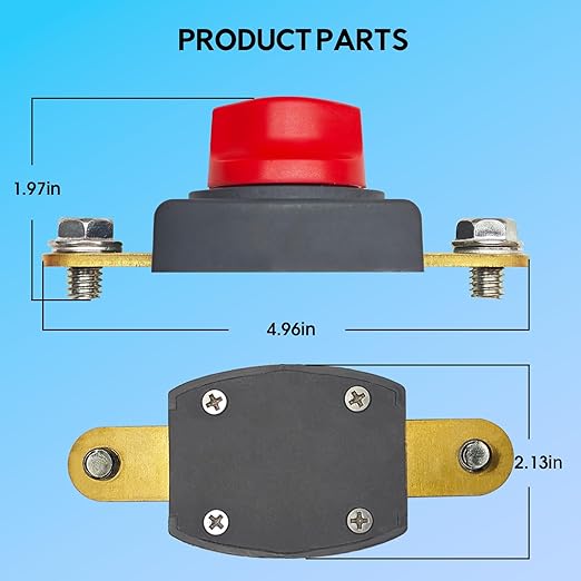 ON/Off Battery Disconnect Switch 12V 48V - 275A Side Post Battery Shut Off Switch for Marine RV Car Boat Truck, Trailer ATV, Heavy Duty Batteries Cut Off Kill Switches (Negative,Vertical)