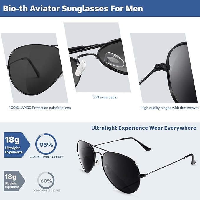 Bio-th Night Driving Glasses Anti Glare, Polarized Night Vision Glasses for Driving, HD Yellow Tint Lens for Rain, Fog & Dark