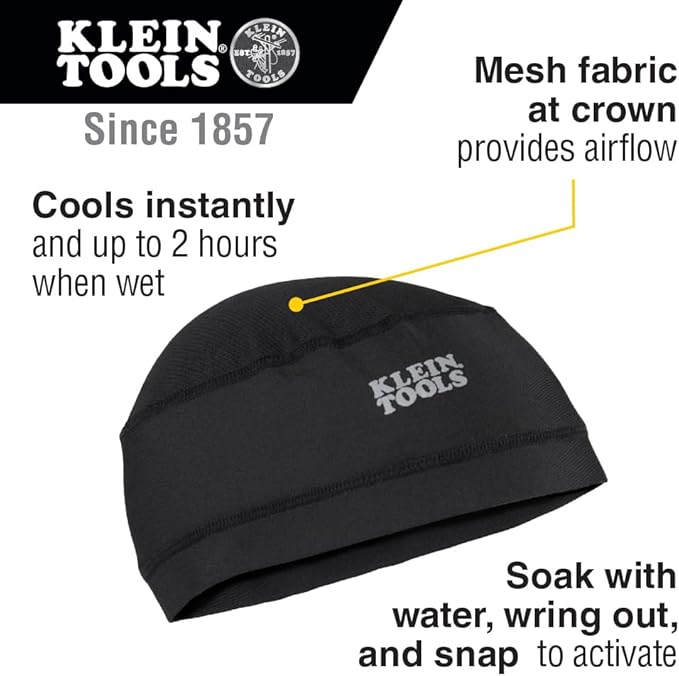 Klein Tools 60181 Cooling Helmet Liner, Under Hard Hat Cap with Mesh Fabric at Crown