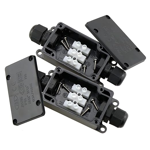 IP65 Waterproof Junction Box DGZZI 2PCS Waterproof Outdoor External 2 Way Electrical Junction Box Underground Cable Line Wires Power Cord Connector Protection