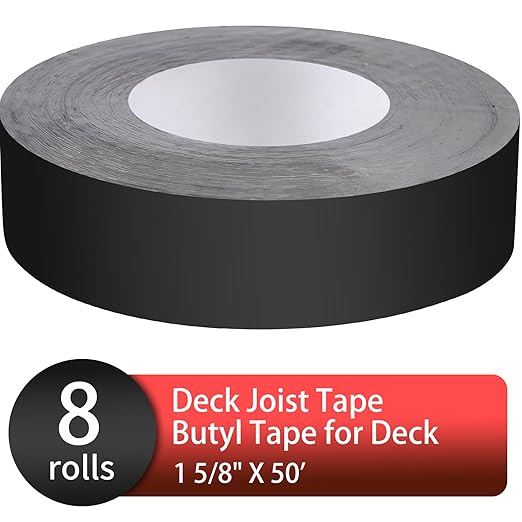 DPEI 1-5/8" x 50' Butyl Joist Tape for Decking - Deck Flashing Tape to Protect Beams & Joists - Waterproof Sealant for Wood Decks - Heavy Duty Protection - 8 Pack