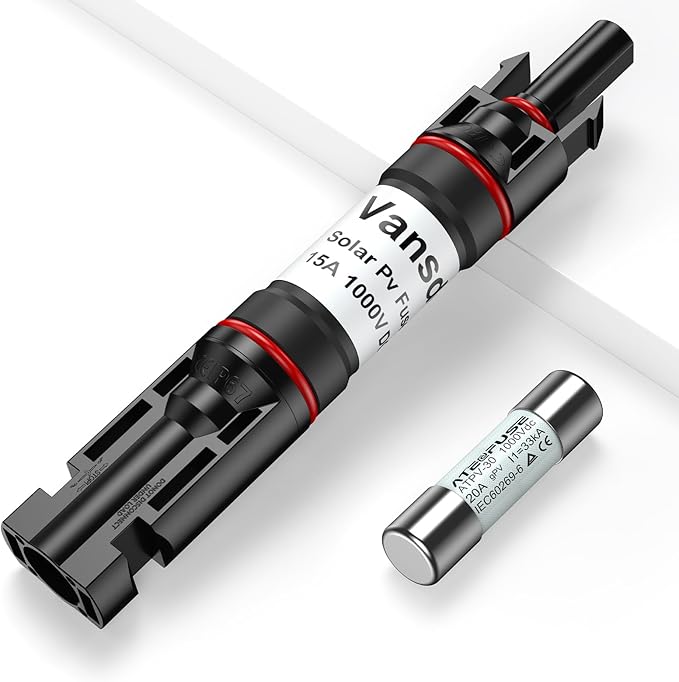 1PCS 15A Solar Fuse Holder Inline，Solar PV Fuse Holder,Waterproof Solar Fuse Connector for Solar Panel and Solar Controller