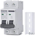 AC Miniature Circuit Breaker, 6 Amp 120V/240V 2 Pole DIN Rail Mount Circuit Breaker, Thermal Magnetic Trip, Solar AC Disconnect Switch MCB C6