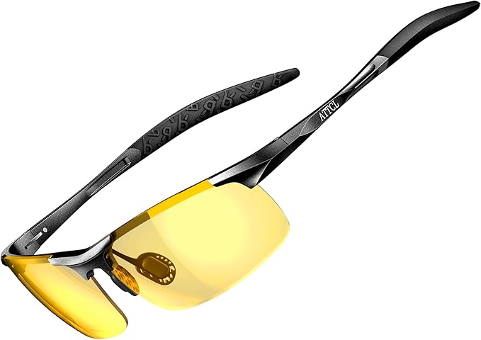 ATTCL Polarized Sunglasses Men Sports: UV Protection Anti Glare Wrap Around Lightweight Metal Driving Fishing Golf Running