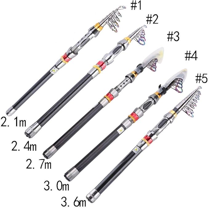 Alomejor Telescopic Fishing Rod,Portable Lightweight Compact,Carbon Fiber Rod for Travelers Campers Fishing Trips Camping Adventures