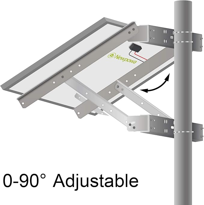 Newpowa Solar Mounting Bracket Universal Double Arm for Pole/Wall Installation Designed for 100-220w Solar Panel Width Length Up to 30.31inch Tilt Angle from 0°-90°