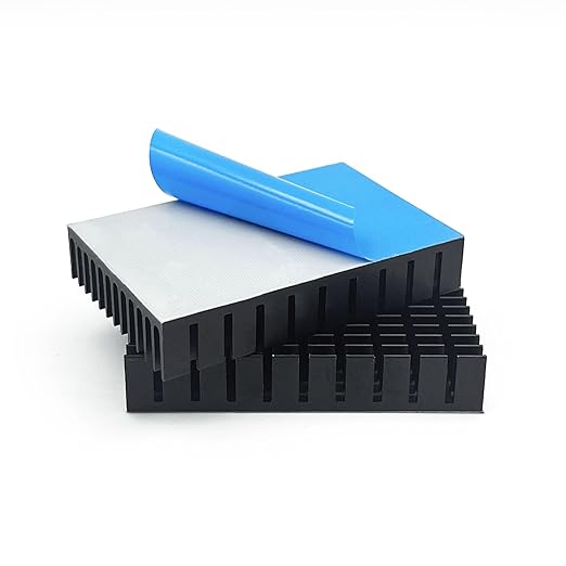 2PCS Black Aluminum Heat Sink with Thermal Conductive Adhesive Tape, 2.36x1.57x 0.44 inch/ 60x40x11mm Heatsink Cooler for Cooling VRM Cooler Electronics CPU Led