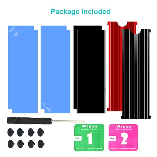 M.2 NVMe Heatsink, 2280 SSD Heat Sink for Single/Double Sided With Thermal Silicone Pads for PC/PS5 PCIE or SATA SSD (2PCS)