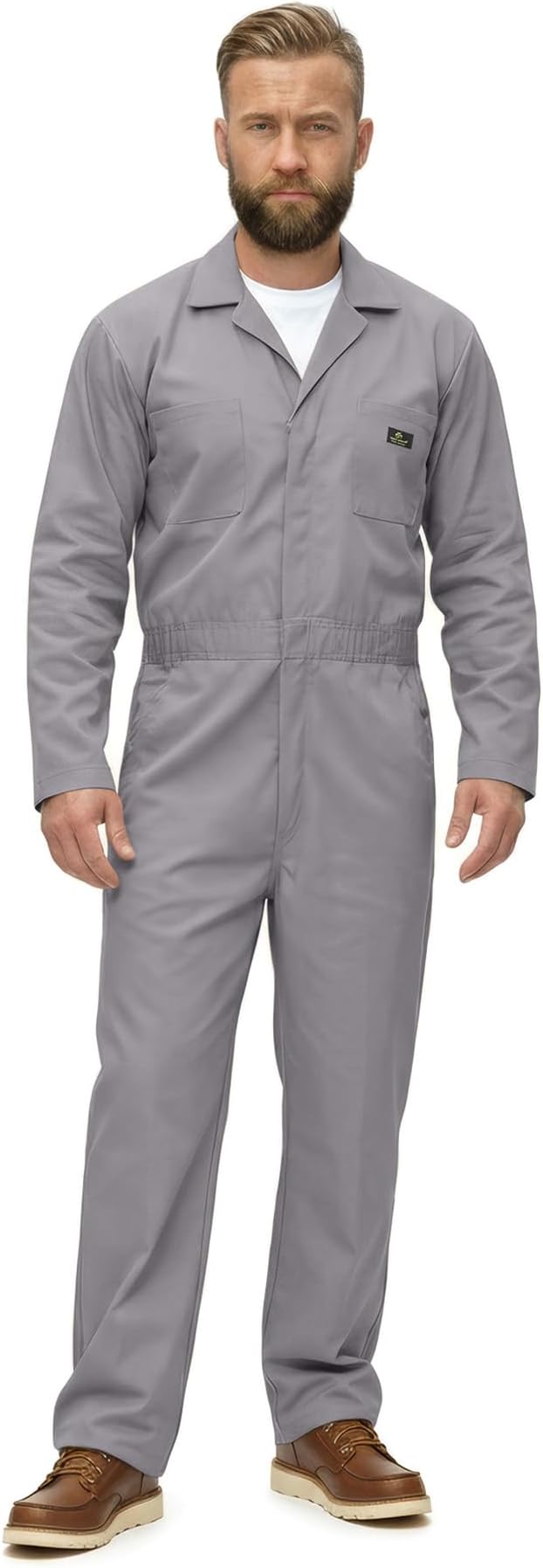 Natural Uniforms Mens Long Sleeve Zip Up Twill Coverall, Stain and Wrinkle Resistant