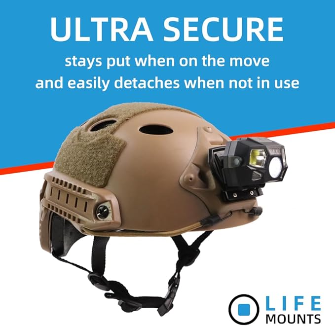 Tactical Helmet Light Flashlight,800 Lumen Ultra-Light Bright LED Rechargeable Helmet Light with White Red Light Waterproof Motion Sensor Head Lamp,5 Mode for Outdoor Camping Running Hiking