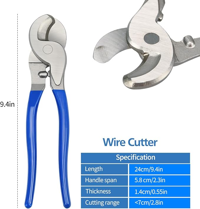 Cable Lug Crimping Tool Set, with 10pcs 1/0 AWG-3/8 Battery Lugs and 10pcs 3:1 Heat Shrink Tubing