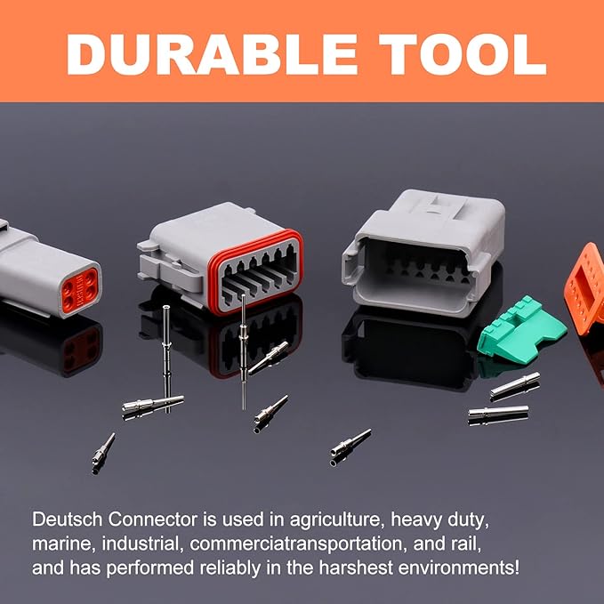 Newdeli Deutsch Crimp Tool Size 12 Deutsch Connector Tool 4 Way Indent 8 Impression Type Closed Barrel Crimper 12 AWG Solid Barrel Contact & Circular Connector Contacts Pin Crimping Tool