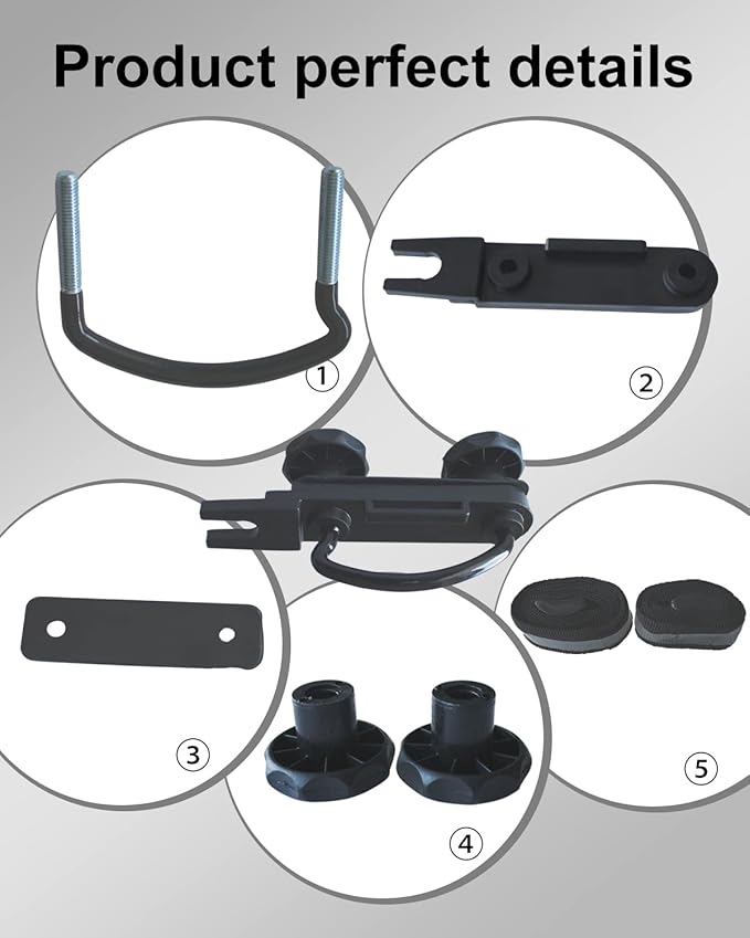 4 PCS Stainless Steel Universal Roof Box U-Bolt Clamps Van Mounting Accessory Kit U Brackets Installation Accessory Van Roof Rack Mount Kit 85mm Inner Width with 8 Lock Nuts, 2 Straps