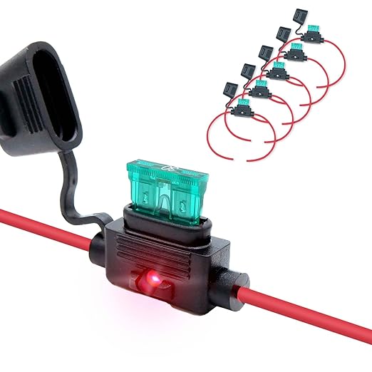 Waterproof in-line ATO/ATC LED Fuse Holder,12 AWG for Automotive, Marine（5 Pack）