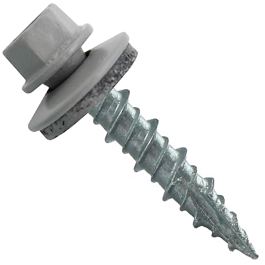 Metal Roofing Screws: (250) 10 x 1 Old Town Gray Hex Head Sheet Metal Roof Screw. Self Starting Metal to Wood siding Screws. EPDM Washer. Colored Head