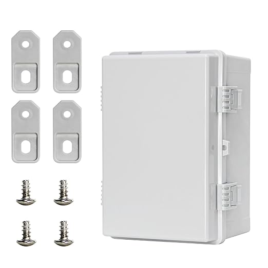 Waterproof Outdoor Junction Box ABS Plastic Electrical Box Wall Brackets Hinged Cover Electric Boximpact-Resistant for Garden, Garage, Solar, and Marine Applications (11.8"x7.8"x6.6")
