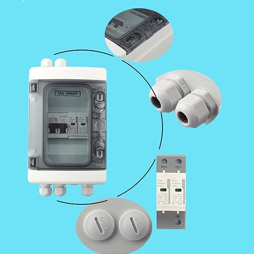 DC Solar Disconnect Switch, PV DC Miniature with IP65 Distribution Box for Solar Panels, 500V Photovoltaic Electrical Isolator Switch for Outdoor Use (63A)