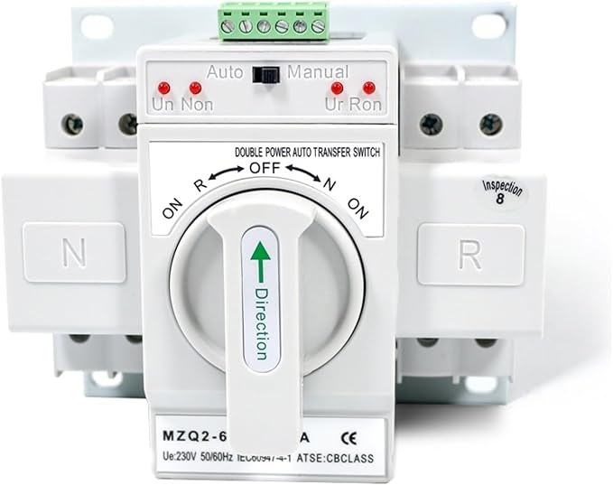 Double Power Automatic Transfer Switch MZQ2N-63 Series Double Power Source 2 Pole 63A Generator Automatic Transfer Switch ATS