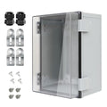 Junction Box IP65 Waterproof ABS Plastic Enclosure Hinged PC Clear Cover Electrical Project Box with Mounting Plate, Wall Brackets, Cable Glands 11.8"x 7.9" x 7.1"