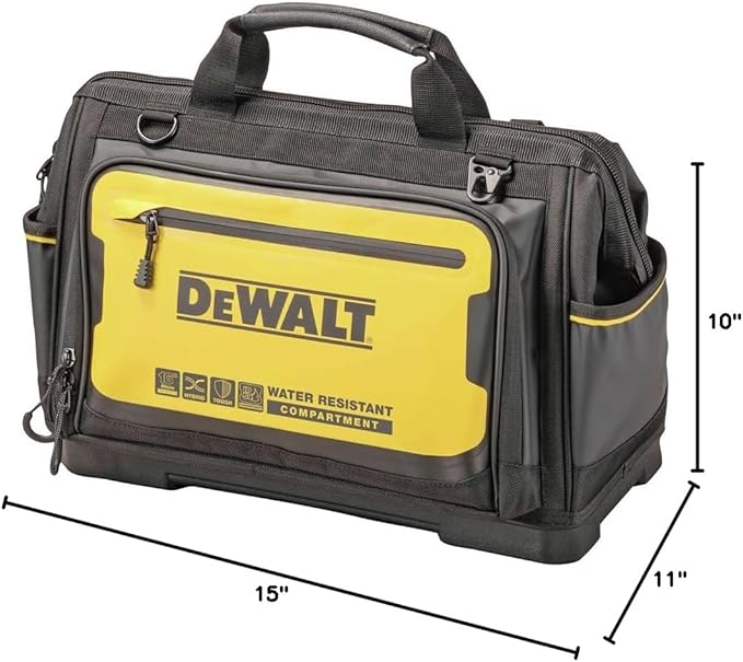DEWALT Tool Bag, Water Resistant, Hard Bottom, 16-inch, Professional Tool Tote (DWST560103)