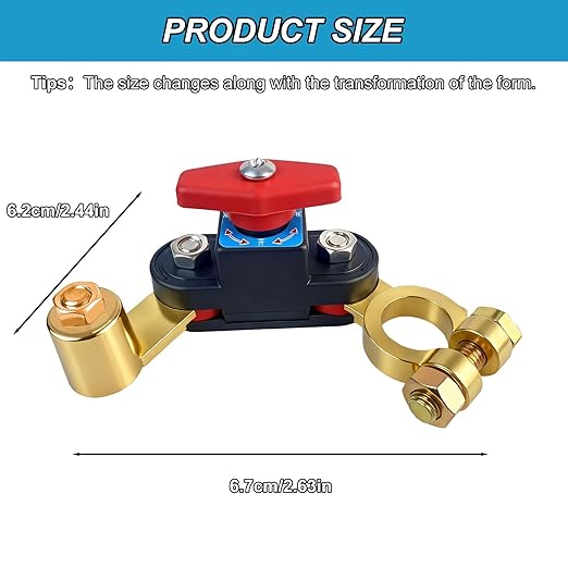 Car Battery Power Cut-Off Switch Breaker, Adjustable Pure Copper Stable Transmission High Conductivity 12v-24v Disconnect Switch Smart for Car Truck Boat Rv Supplies