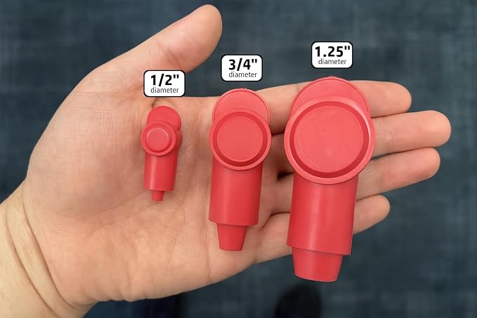 MGI SpeedWare 1/2" Diameter Boot Covers for Battery Power Junction Blocks, Fits 1/4" Stud and Nut, Made in the USA, Red + Black Pair (18-10ga)